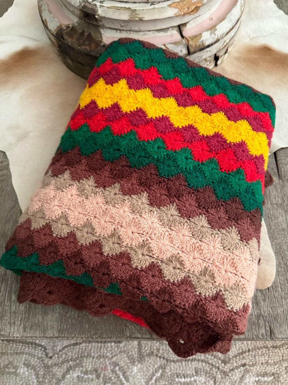 Handcrafted Multicolor Crochet Throw Blanket - Cozy Home Accent